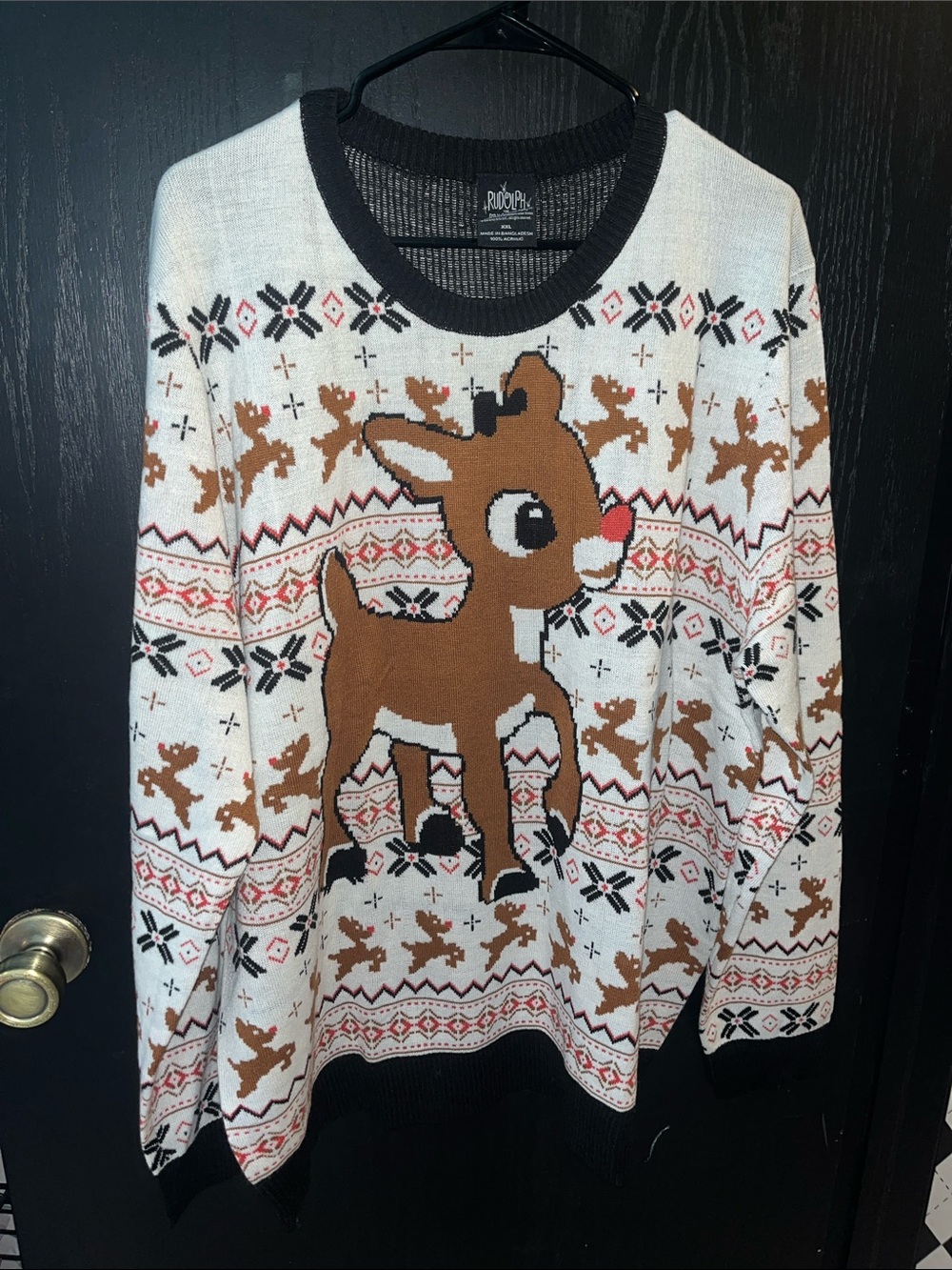 Rudolph Reindeer Cream Holiday Sweater - Women's UNISEX XXL NWOT
